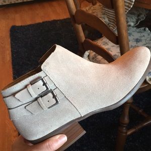 Gray suede booties